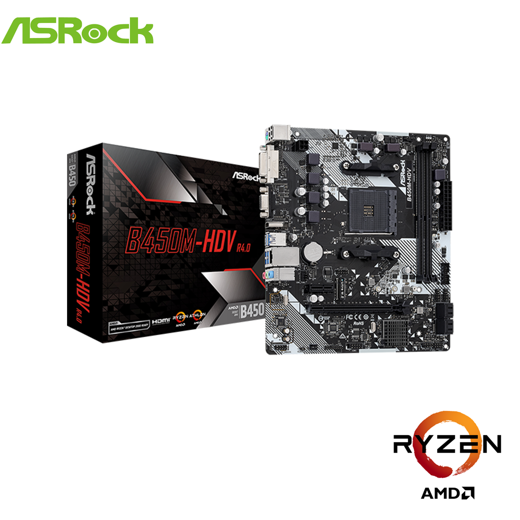 ASRock AMD B450M-HDV R4.0 MATX AM4 Motherboard