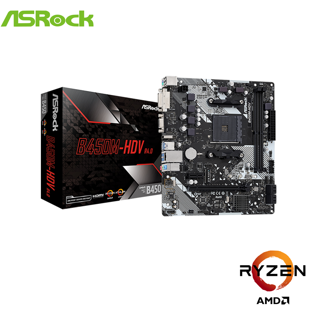 ASRock AMD B450M-HDV MATX AM4 Motherboard – - Main Image