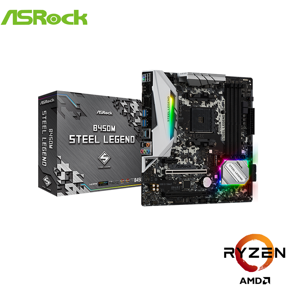 ASRock AMD B450M Steel Legend Micro ATX AM4 Motherboard