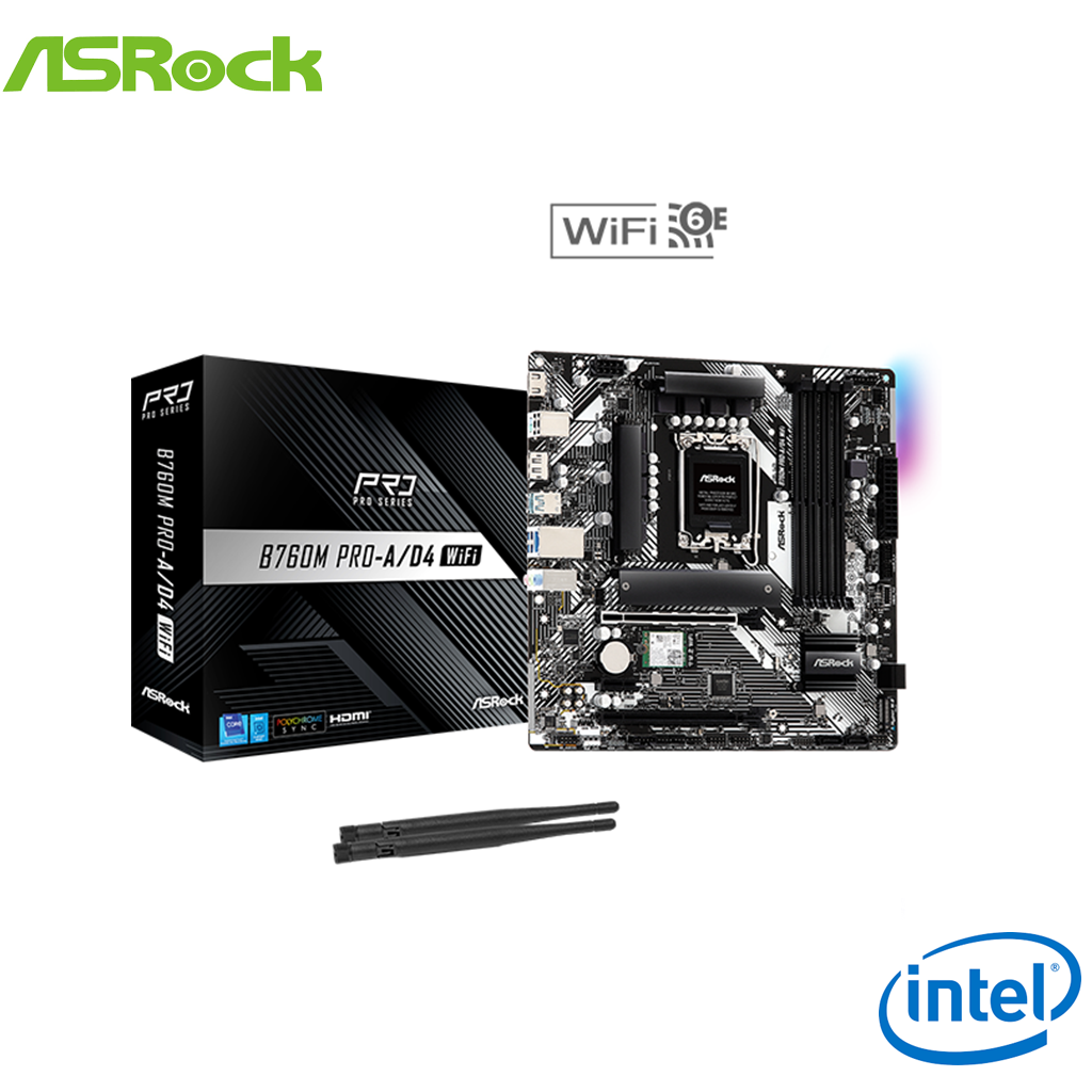 ASRock B760M PRO-A/D4 WIFI INTEL mATX Motherboard