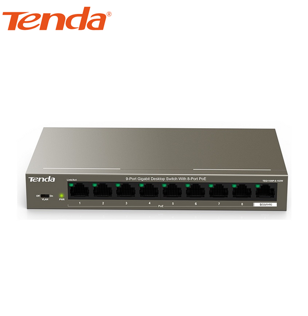 Tenda TEG1109P-8-102W 9-Port Gigabit Desktop Switch with 8-Port PoE