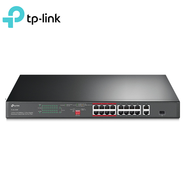 TP-LINK TL-SL1218P 16-Port 10/100 Mbps + 2-Port Gigabit Rackmount