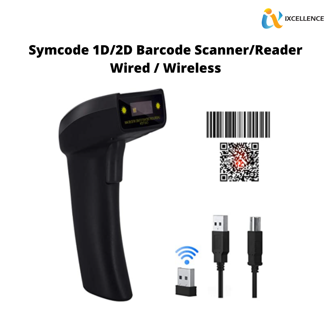 Handheld Barcode QR Code Scanner / Reader 1D/2D Wired Wireless MJ-1400 ...
