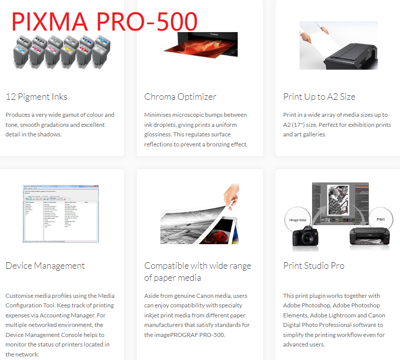 Canon PIXMA PRO-200 / PRO-300 / Pro-500 Professional Photo Printer with Panorama Size Printing Capability