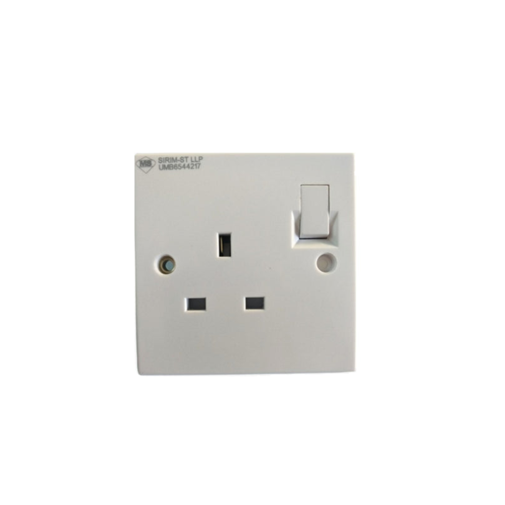 UMS 1213A 13Amp 1 Gang Metal Switch Socket White