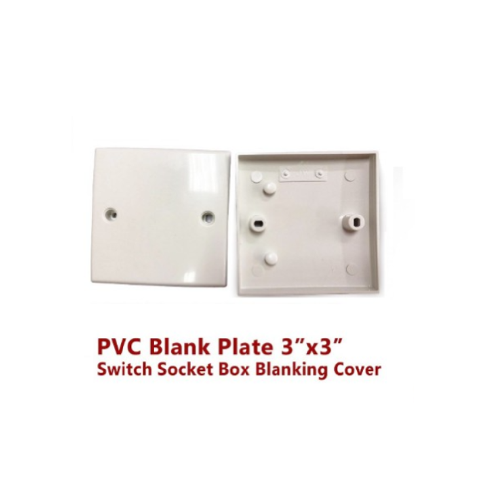 PVC Blank Plate 3"x3" Switch Socket Box Blanking Cover ( 1 Pcs )