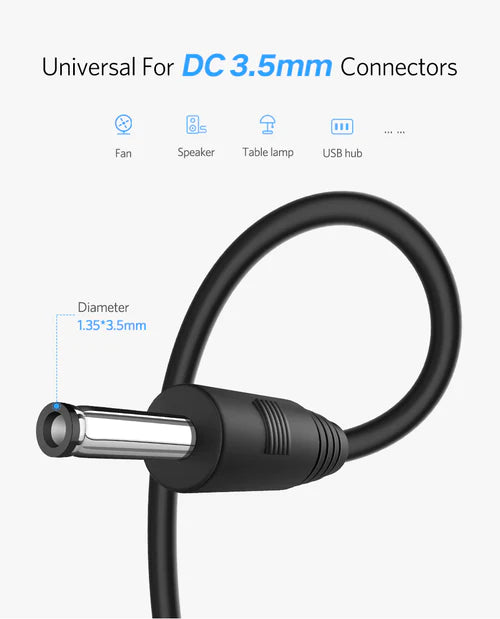 UGREEN USB 2.0 DC 3.5mm M/F Charging Cable 1m (Black)