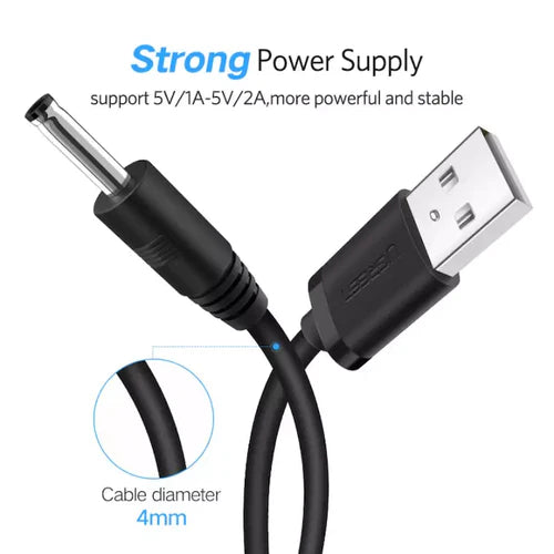UGREEN USB 2.0 DC 3.5mm M/F Charging Cable 1m (Black)