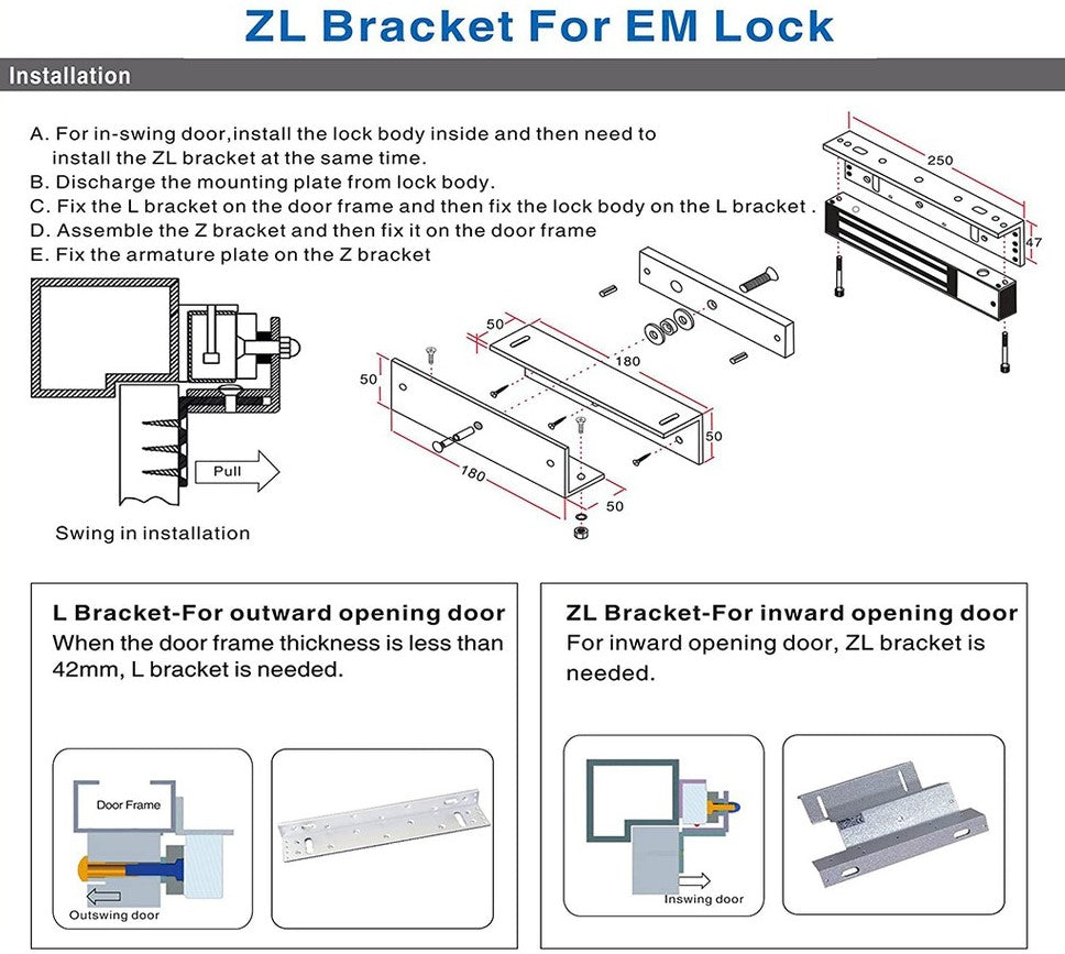 ZL Bracket For Door Access EM Lock
