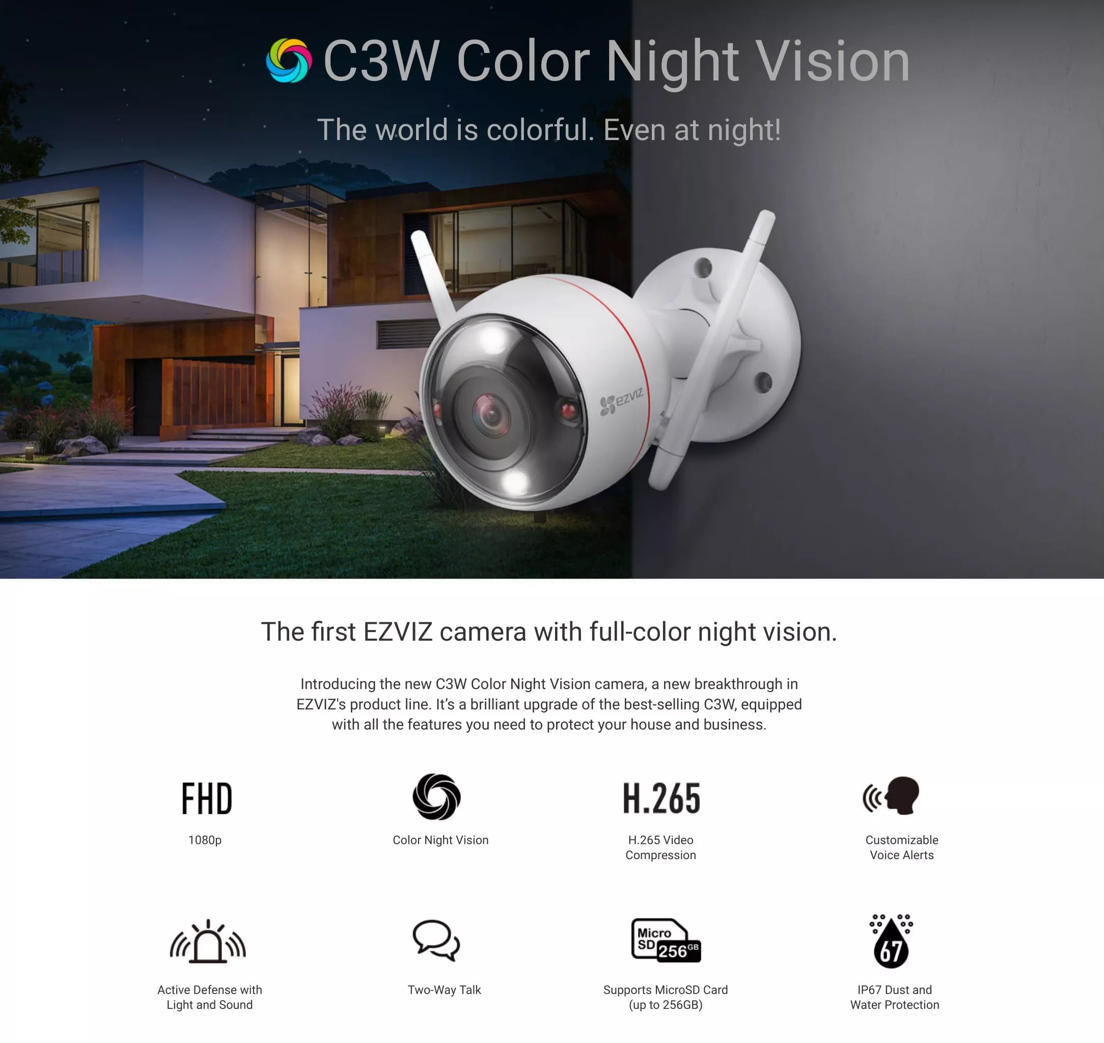 EZVIZ C3W 2MP Wireless Outdoor Wi-Fi Security CCTV IP Camera