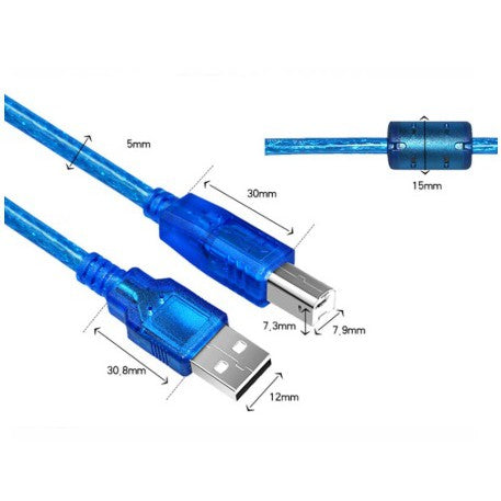 USB 2.0 Type A Male to Type B Male Printer Cable - 1.5M/3M/5M