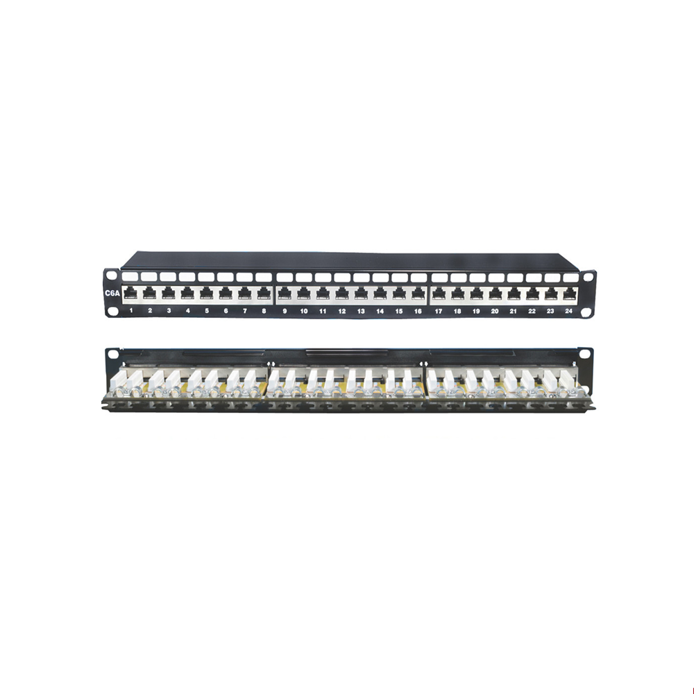 AMPCOM Industrial Series CAT6 24 Ports Patch Panel, Rack Mount - 1U, 1 ...