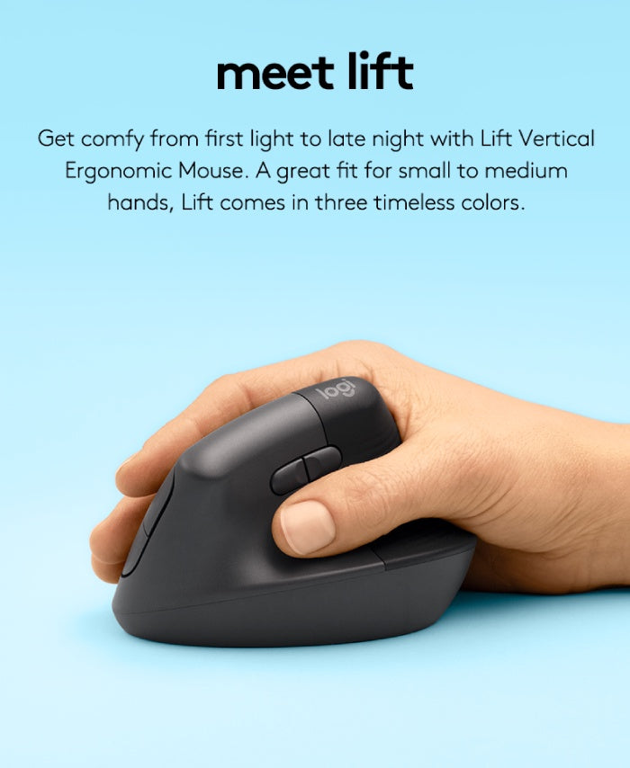 Logitech Lift Vertical Ergonomic Mouse Wireless Bluetooth Logi Bolt US ...