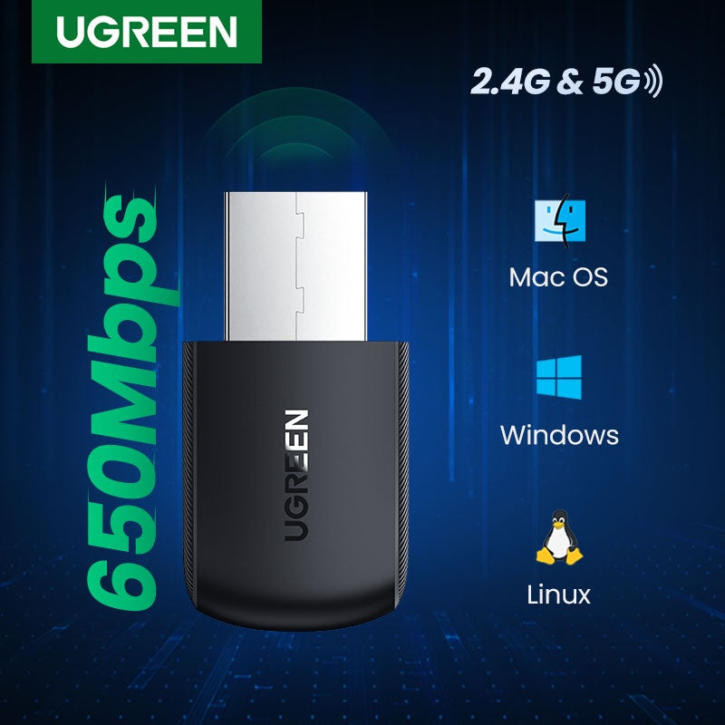 UGREEN AC650 USB WiFi Dongle 5G / 2.4G Dongle Mini Wireless Network Adapter