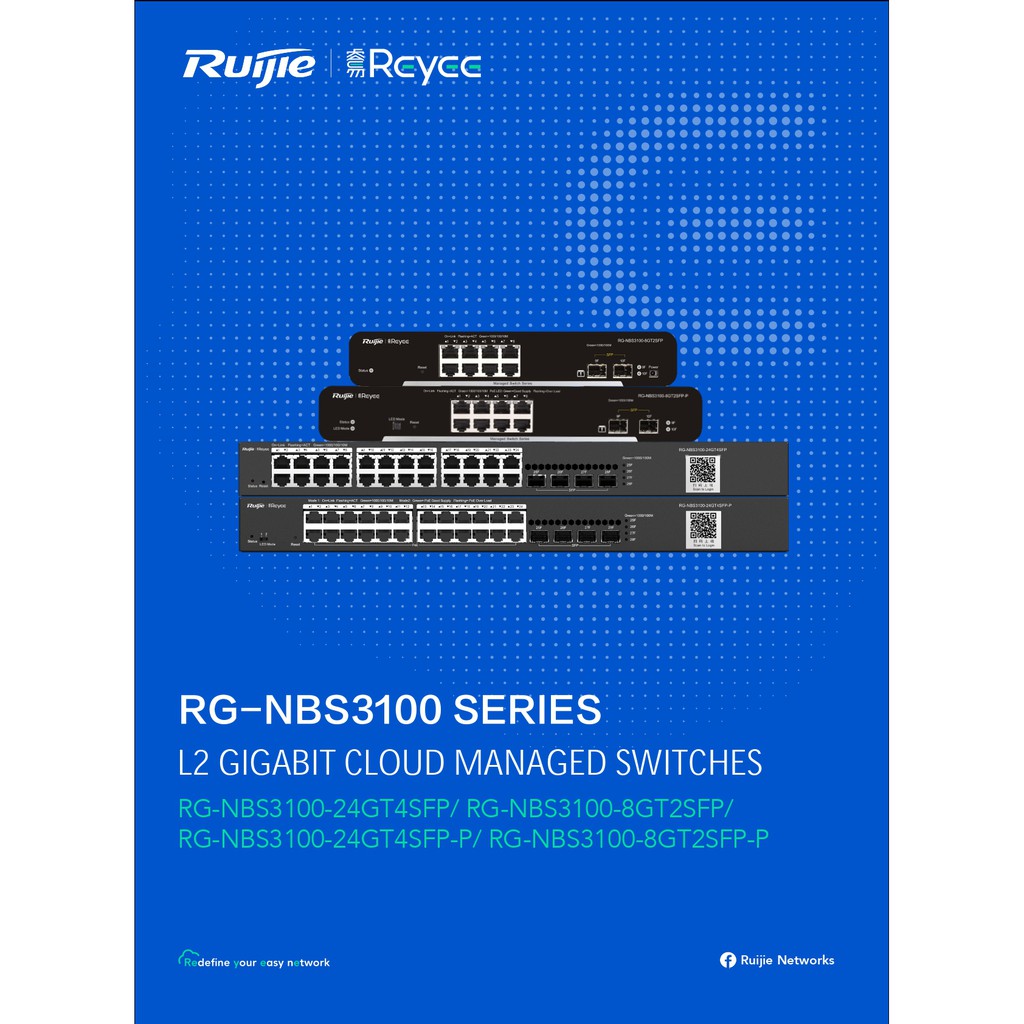 Ruijie Reyee 8-Port Gigabit L2 Managed POE Switch, 8 Gigabit RJ45 POE/POE+ Ports