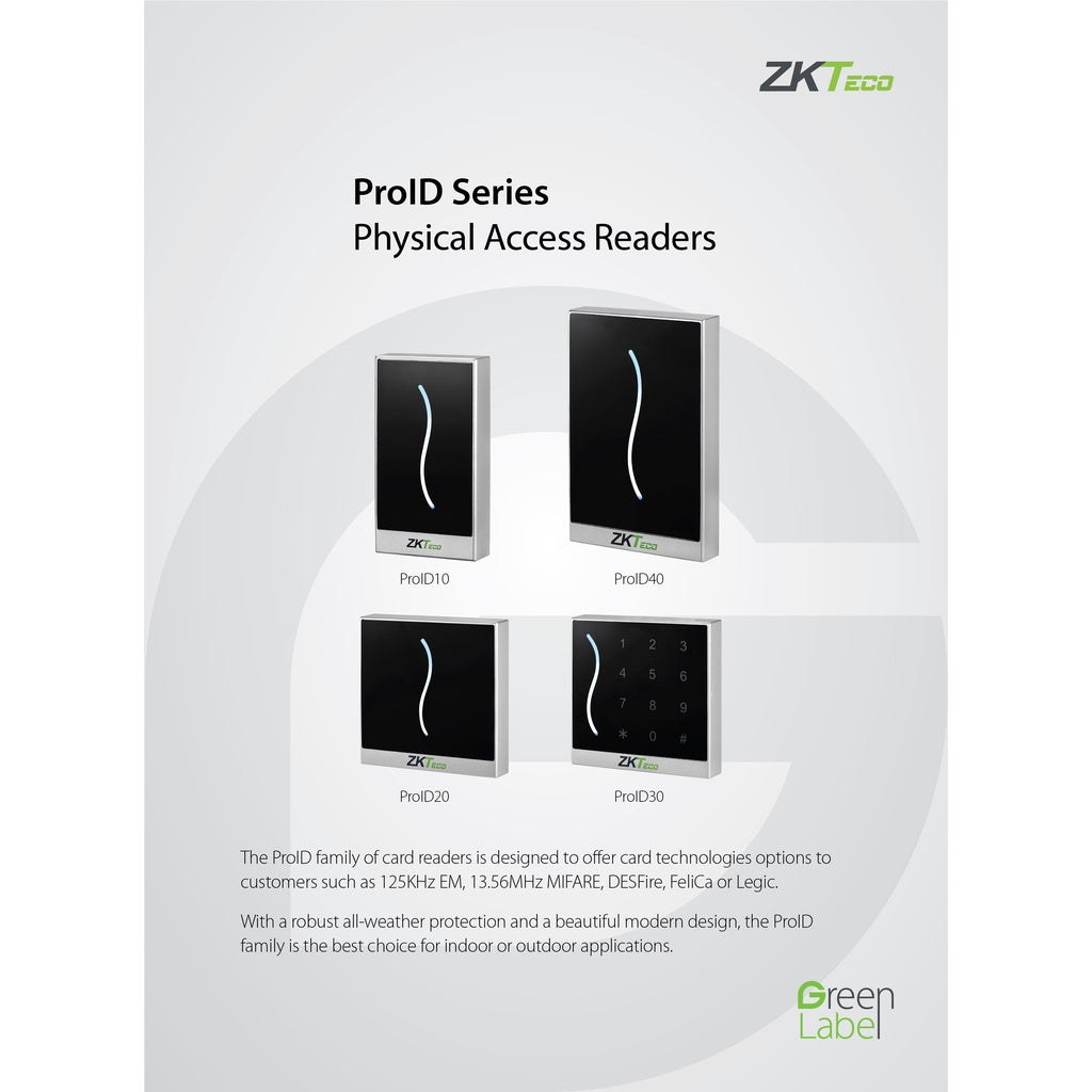 ZKTeco PROID10BE / PROID10BM / PROID 10WE / PROID 10WM Wiegand Reader ...