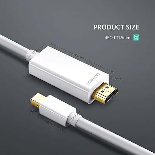 Ugreen Mini DP Male to HDMI Cable 4K 1.5m (For Apple Device)