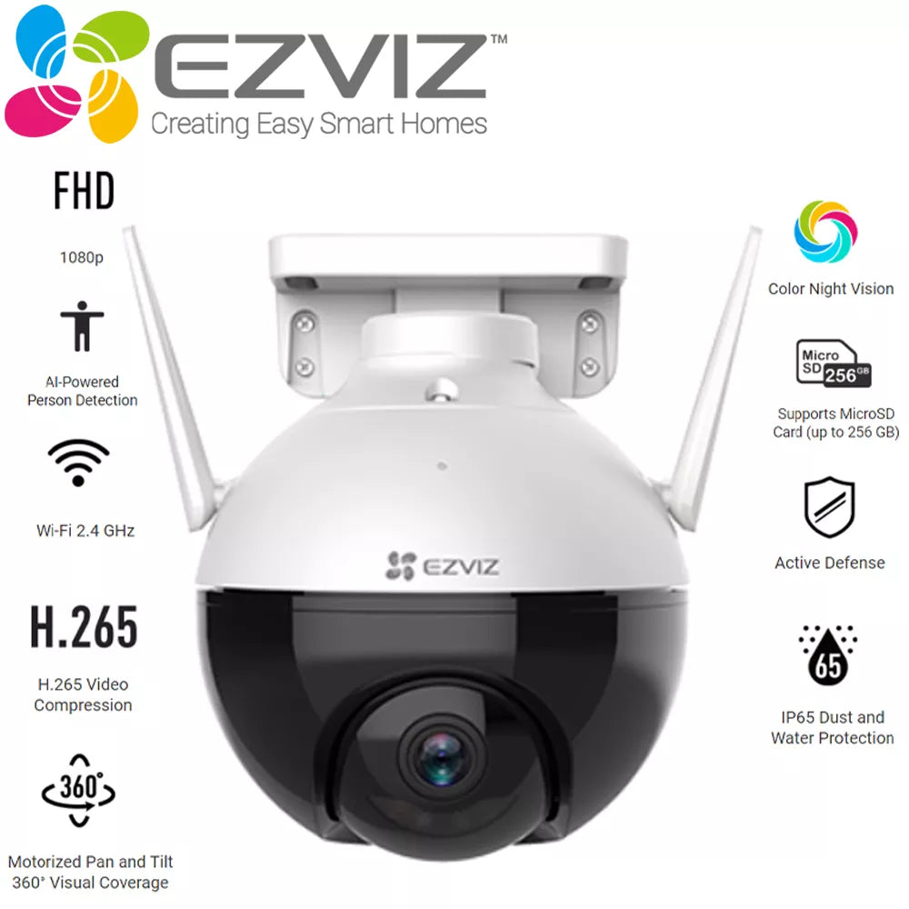 EZVIZ C8C 1080P 2MP PTZ Pan & Tilt Outdoor Wireless Security CCTV Camera