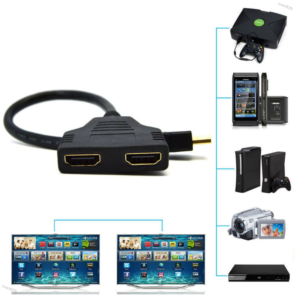 HDMI Splitter Male to Female Cable Adapter Converter HDTV 1 Input 2 Output Splitter Kabel HDMI 2 Port DVR HD 1080P  HDMI 1-2