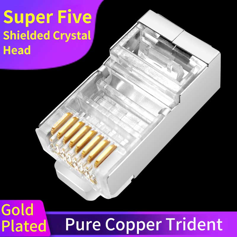RJ45 Ethernet Cables Module Plug Network Connector RJ-45 Crystal Heads Cat5 Cat6 Gold Plated Cable