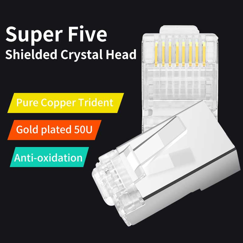 RJ45 Ethernet Cables Module Plug Network Connector RJ-45 Crystal Heads Cat5 Cat6 Gold Plated Cable