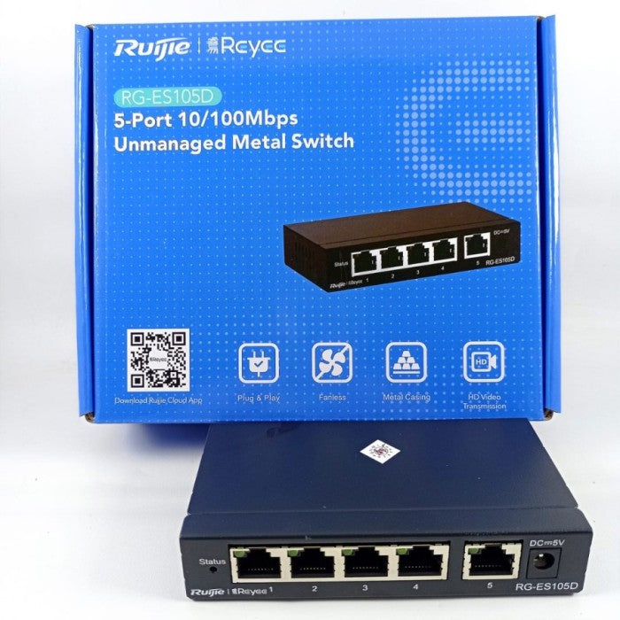Ruijie RG-ES105D/108D 100/1000Mbps Metal Case Unmanaged Switch