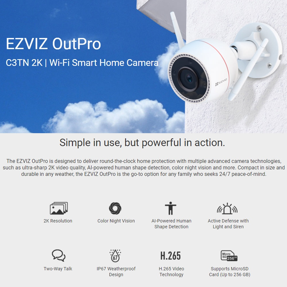 EZVIZ C3TN 3MP Color Night Vision Wireless Outdoor Security IP CCTV Camera