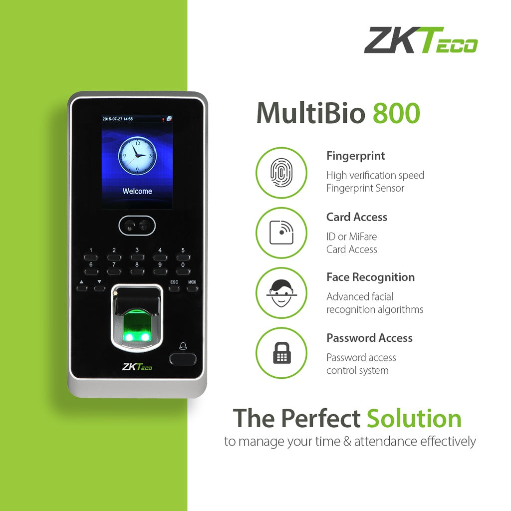 Multi Bio Reader ZKTeco Multi-Bio 800-H ID Multi-Bio Fingerprint and Face Recognition D ...