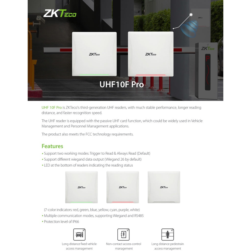 ZKTeco UHF 10F Pro Long Distance Wiegand RFID (UHF) Reader