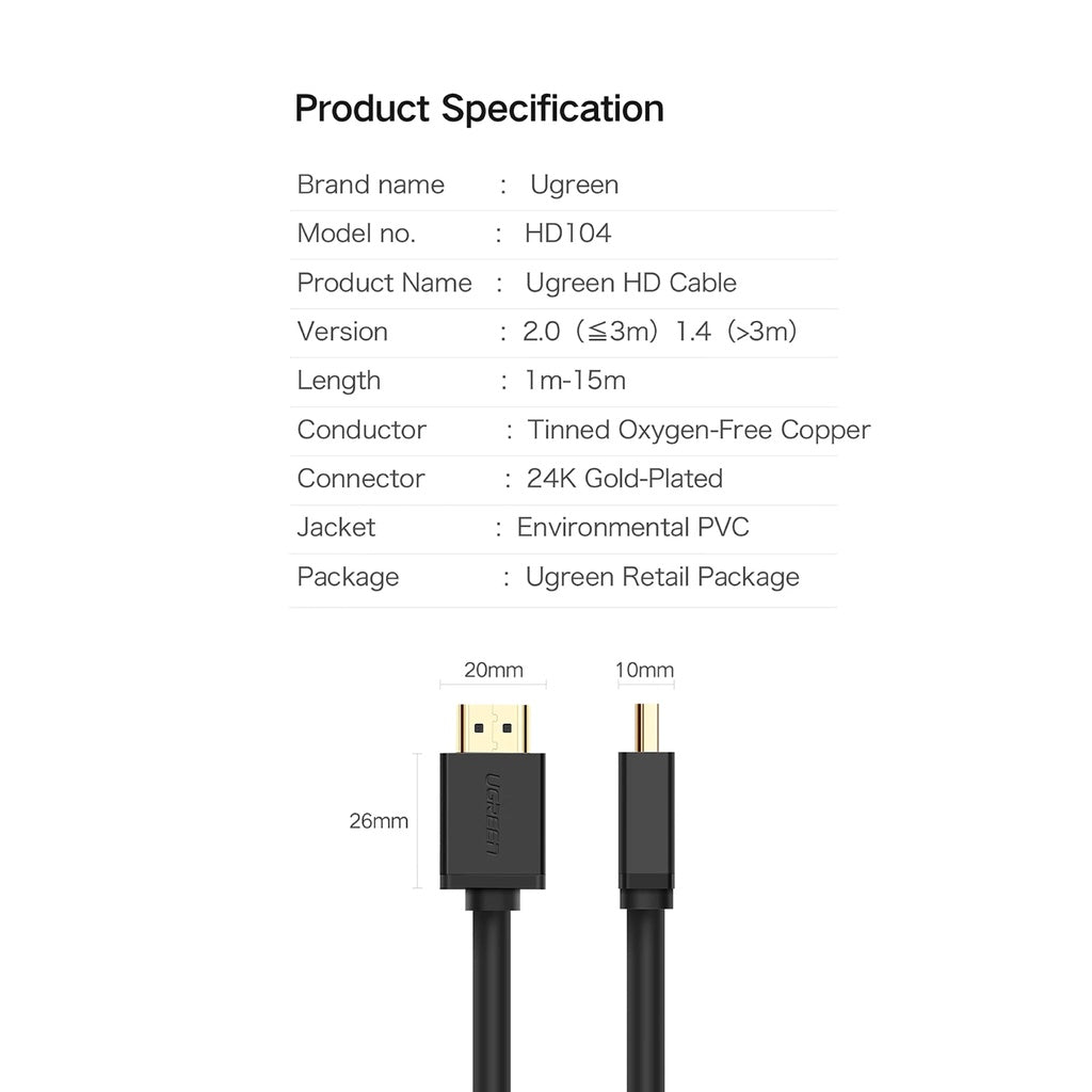 Ugreen 4K 60Hz HDMI Audio Video Cable