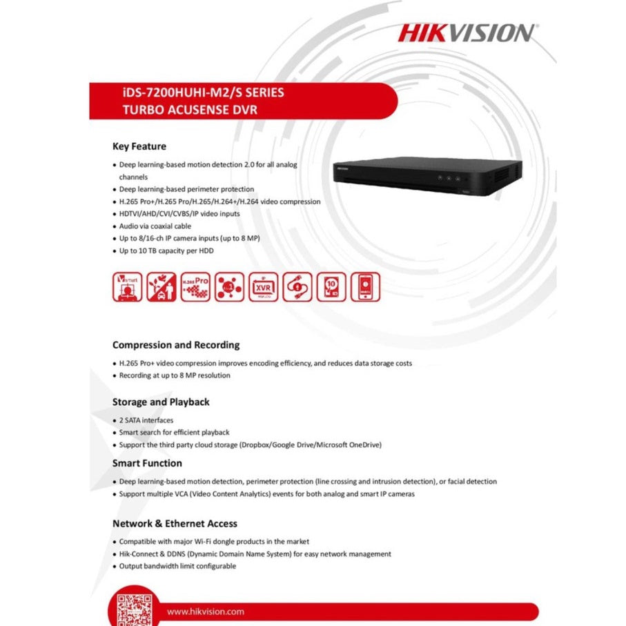 HIKVISION iDS-7208HUHI-M2/S 8CH 5MP 1U H.265 ACUSENSE