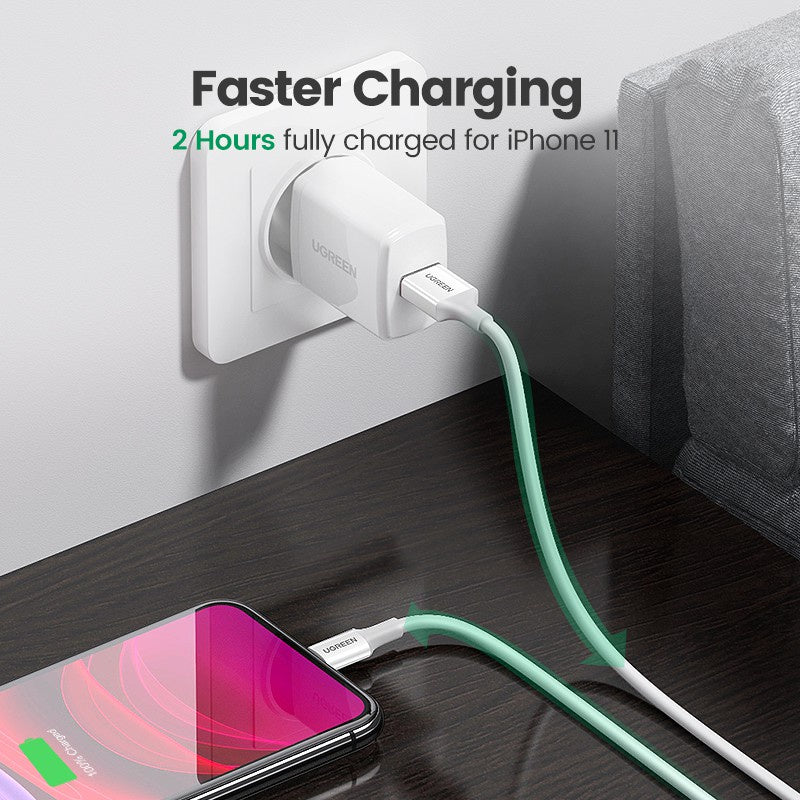 Ugreen Apple Iphone / Ipad MFi USB A To Lightning Cable 2.4A Fast Charging