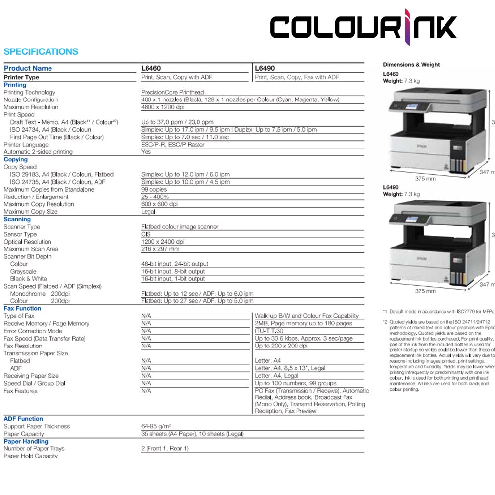 Epson L6490 Eco Ink Tank Wifi Colour Photo Printer