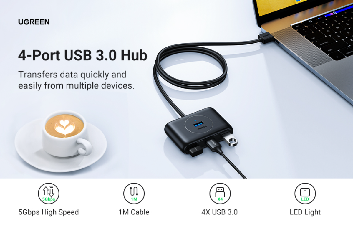 Ugreen USB HUB 3.0 4-PORT 0.5 / 1M Meter