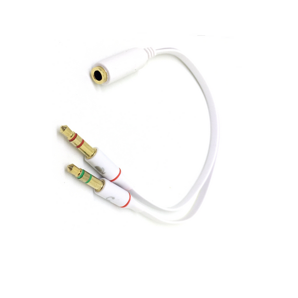 3.5mm Phone Jack (F) To Dual 3.5mm Audio+Mic (M) Y Splitter Cable