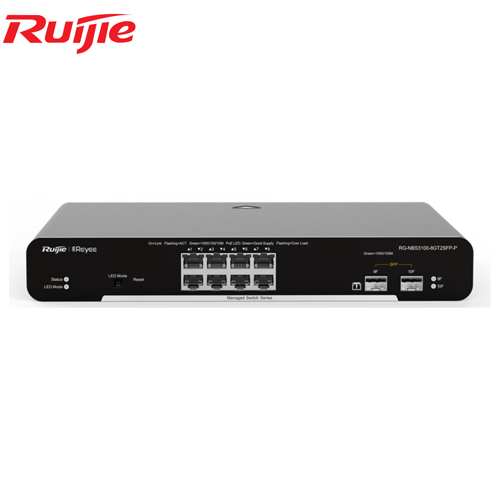 Port Router Ruiji Ruijie NBS3100-8GT2SFP-P 8 Port Gigabit Layer 2 Cloud Managed PoE Swit ...