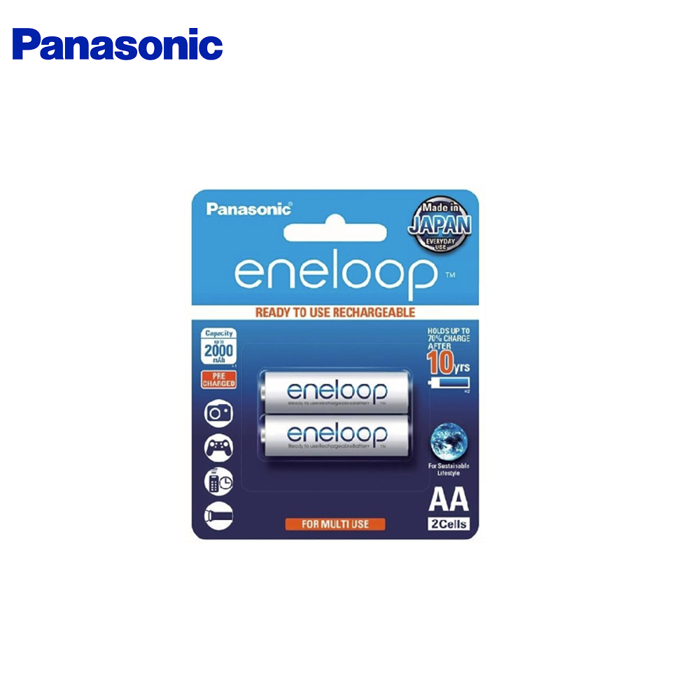 Panasonic Eneloop Rechargeable AA Size 2pcs Pack 2000mAh Battery BK-3MCCE/2BT