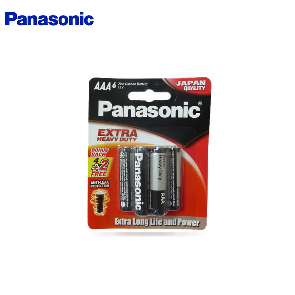 Panasonic Extra Heavy Duty AAA Size 6pcs Pack Zinc Carbon Battery UM-4SHD/6B2F